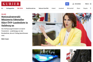 Homepage rakouského deníku Kurier.